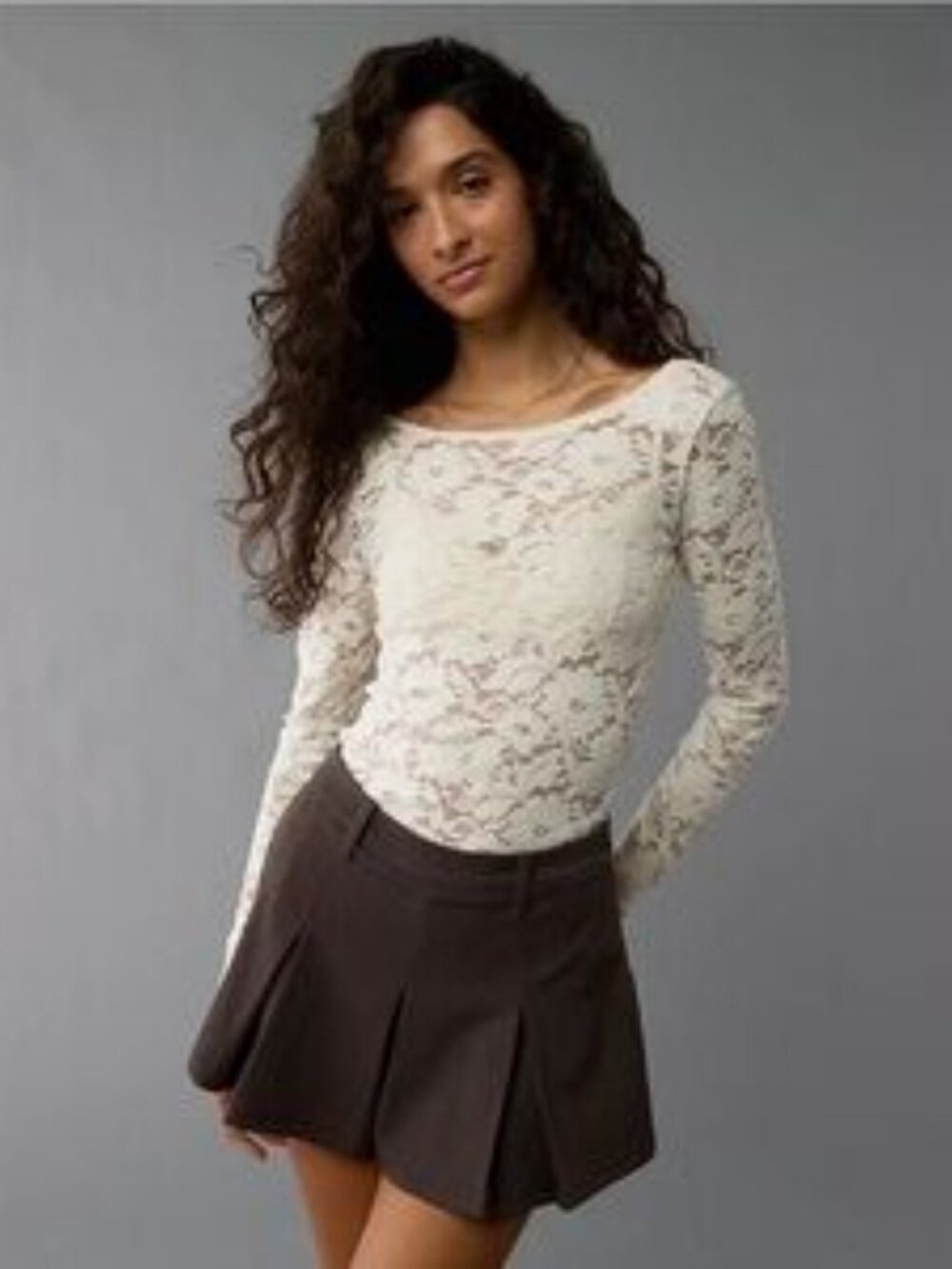 NWT: American Eagle Long-Sleeve Low Back Lace Bodysuit